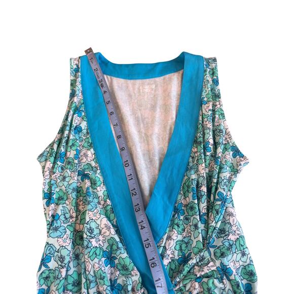 Land's End Maxi Dress Blue Floral Print Soft V-Neck Faux Wrap Cottagecore Small‎ - Picture 9 of 11